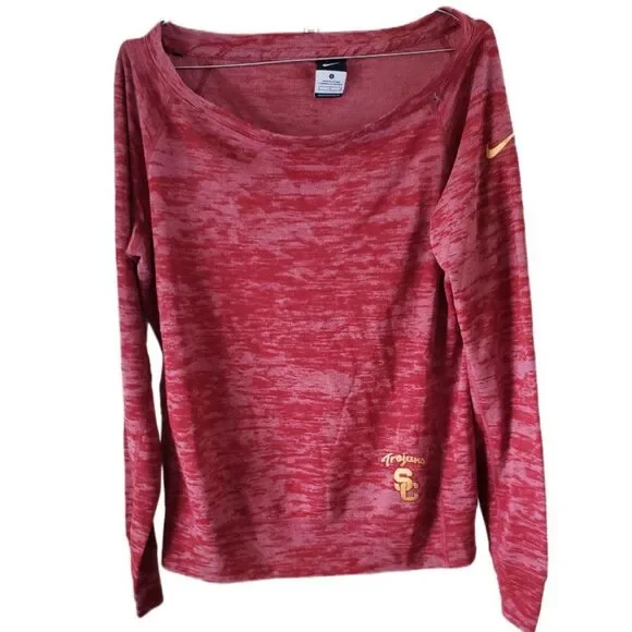 Nike Trojans SC Burgundy Sideline Velocity Athletic Long Sleeve Shirt - Picture 1 of 4